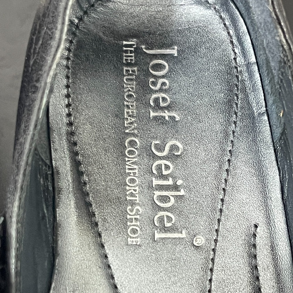 Josef Seibel Mary Jane Shoes Women 38 Leather Crisscross Black Low Heel Workwear - Picture 15 of 16
